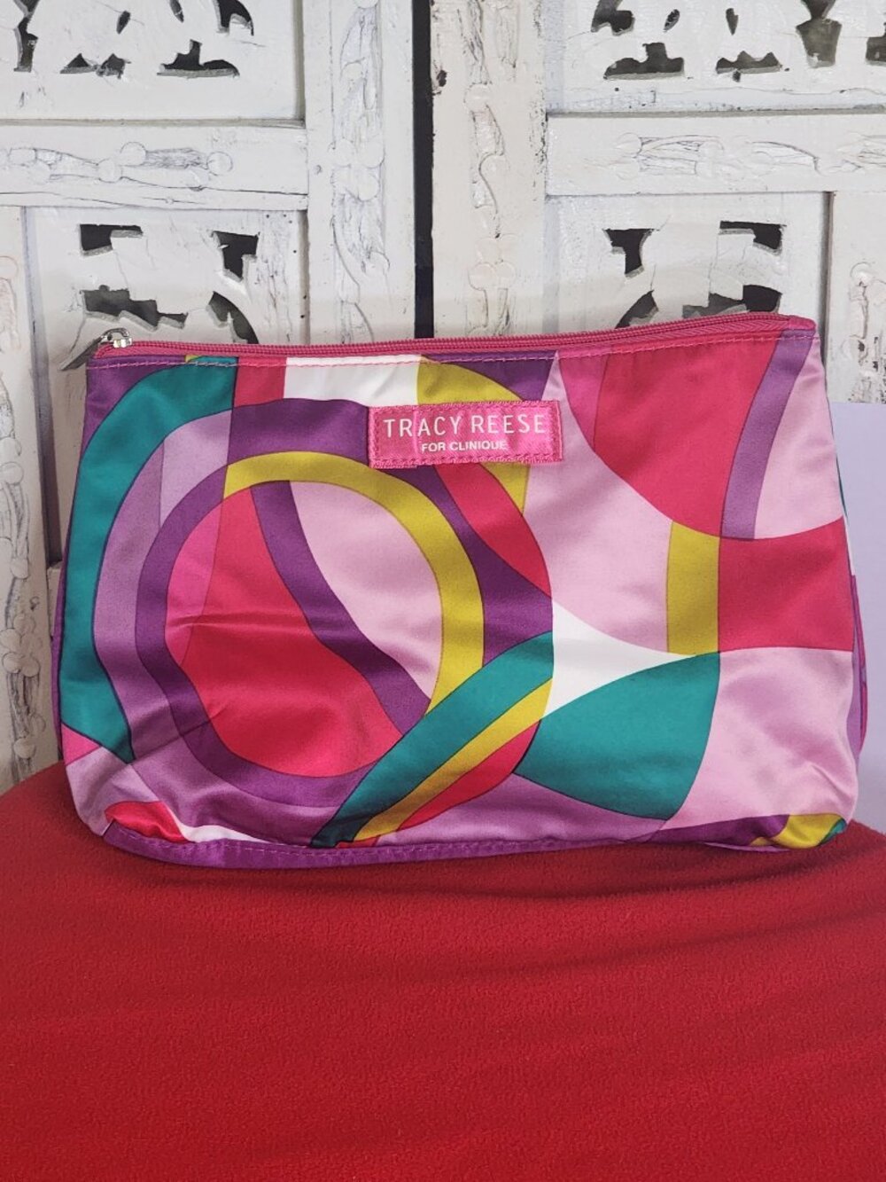 Tracy Reese for Clinique Multi Color Fully Lined Poly Cosmetic Makeup Pouch Bag